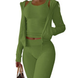 Autumn Winter Double-sided Fleece Vest Hooded Three Piece Set