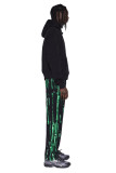 Men's and Women's Wearable Striped Print Letter Straight Zip-Up Jeans (with Four Pockets)