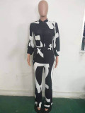 Casual Print Cardigan Jumpsuit