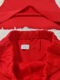 Casual High Elasticity Fashion Pyrography Letter Short Sleeve Shorts Set