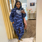 2PCS Autumn Winter Clothes Camouflage Women Tracksuit Casual Hoodies Sweatshirt Pants Set