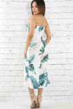 Off Shoulder Printed Wide-leg Jumpsuit