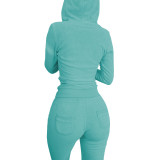 Autumn Winter Double-sided Fleece Vest Hooded Three Piece Set