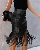 Sequins Fringe Party Long Skirt