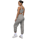 Solid Color Double-layer Sports Vest and Trousers
