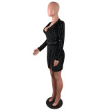 Korean Velvet Hot Diamond Mini Dress