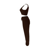 Solid Color Double-layer Sports Vest and Trousers