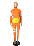 Casual Stitching Sports Long Pant Set