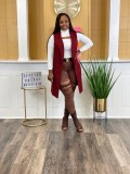 Winter Fall Tops Knitted Breasted Patch Pocket Cardigan Vest