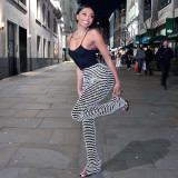 Spring Knitted Stripe Sexy Slim High Waist Pants