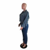 Fashion Ladies Jacket Cropped Denim Fringe Jacket Top
