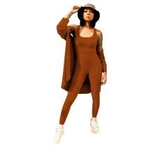 Solid Color Three Piece Vest and Trousers Including Cloak