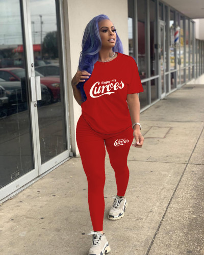 Fashion Casual Graphic Print Short Sleeve Trousers Two Piece Set
