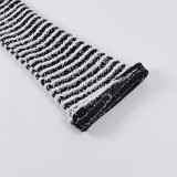 Spring Knitted Stripe Sexy Slim High Waist Pants