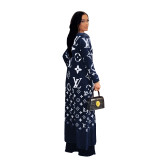 Soft Elegant Printed Cardigan Long Sleeve Woolen Outer