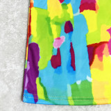 Fashion Solid Color Pattern Printed Shorts Two-piece Set