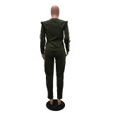 Casual Ribbon Fungus Shoulder Sports 2 Pcs Outfits