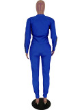 Solid Color Sides Zipper Two-piece Set
