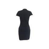 Sexy Short Sleeve Contrast Slit Club Dress