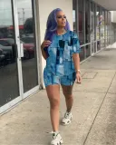 Fashion Solid Color Pattern Printed Shorts Two-piece Set