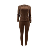 Pure Color Hooded Sportswear 2 PC