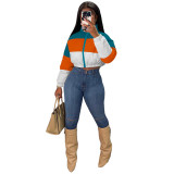 Winter Fashion Celebrity Contrast Color Cotton Coat