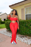 Solid Color Crop Top and Pleated Split Micro Trousers