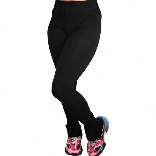 Solid Black Tight Stacked Pants