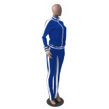 Womens 2 Piece Outfit Cold Shoulder Zipper Up Long Sleeve Jacket and Pants Set