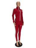 Casual Letter Embroidery Zipper Sports 2 Piece Set