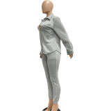 Autumn Winter Fleece Zipper Cardigan Sweatshirt Casual Sports Two Piece Set