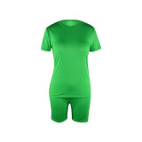 Solid Color Cotton Basic Shirt and Tight Shorts