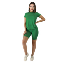 Solid Color Cotton Basic Shirt and Tight Shorts