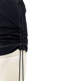 Solid Color Shirred Elastic Buckle Athleisure Pocket Cargo Skirts
