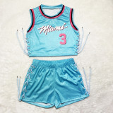 Two-Piece Double-sided Pattern Printed Sleeveless Bandage Shorts Set
