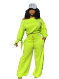 Solid Color Round Neck 2 Piece Set