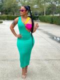 Women's Steel Ring Panel Sleeveless Long Dress