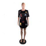 Casual Pattern T-shirt Dress