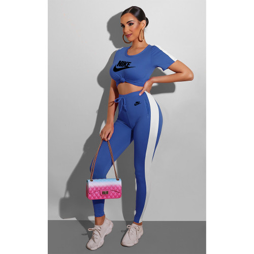 Outdoor Athleisure Printed Women's Short Sleeve Pant Sets