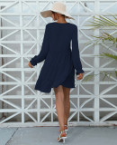 Women's Casual Dress Button Down Shift Tunic Short Sleeve Shift Ruffle V Neck Flowy Swing Dresses