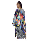 Autumn Long Sleeve Imitation Silk Printed Sun Protection Cape