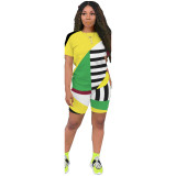 Geometric Stripes Contrast Color Sports 2 Piece Set