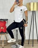 Fashion Short Sleeve Printed Sports Pants Sets