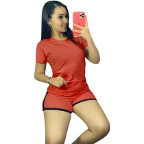 Solid Color Sports Women Outfits Two Piece Set Clothing