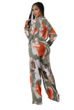 Casual Fashion Digital Printed Tie-up Crop Top Set Two Piece Set