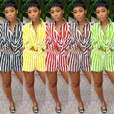 Summer Fashion Striped Printed Loose Shirt Two-Piece Set