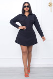Casual Long Sleeve Lapel Zipper Two Piece Skirt Set