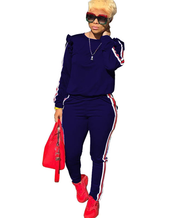 Casual Ribbon Fungus Shoulder Sports 2 Pcs Outfits