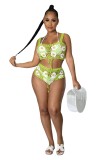 Summer Beach Women 2 Piece Set Knitted Crochet Crop Top + Shorts