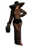 Fashion Sexy Beachwear Hollow Knit Hand Crochet Tassel Dress